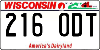 WI license plate 216ODT