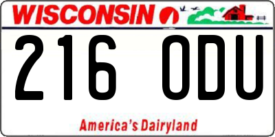 WI license plate 216ODU