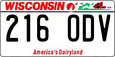 WI license plate 216ODV
