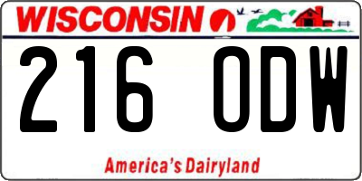 WI license plate 216ODW