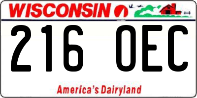 WI license plate 216OEC