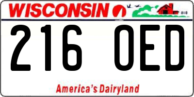 WI license plate 216OED