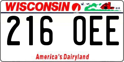 WI license plate 216OEE