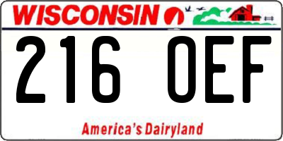 WI license plate 216OEF
