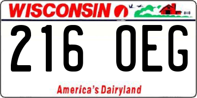 WI license plate 216OEG