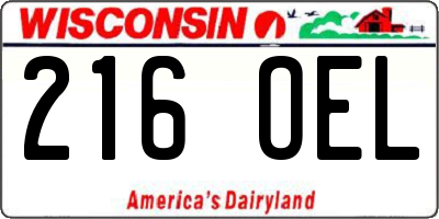 WI license plate 216OEL