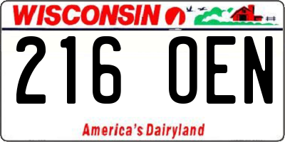 WI license plate 216OEN