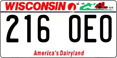 WI license plate 216OEO