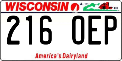 WI license plate 216OEP