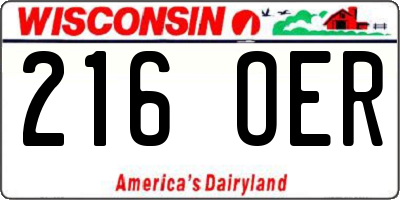 WI license plate 216OER