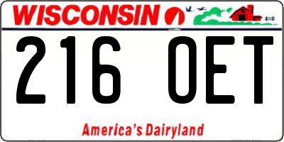 WI license plate 216OET