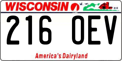 WI license plate 216OEV