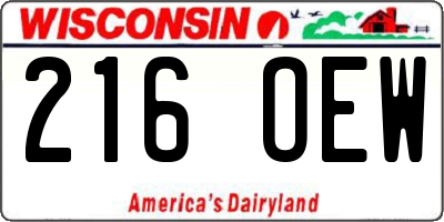 WI license plate 216OEW
