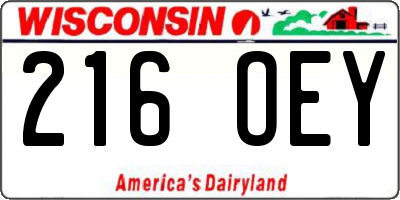 WI license plate 216OEY