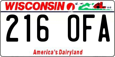 WI license plate 216OFA