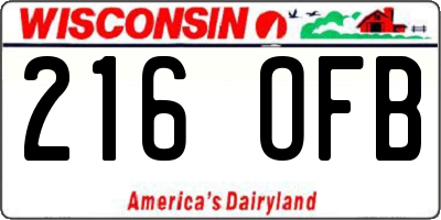WI license plate 216OFB