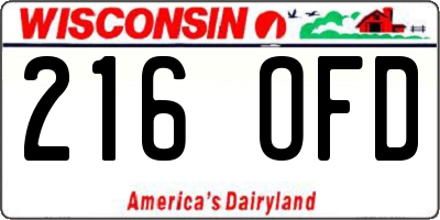 WI license plate 216OFD