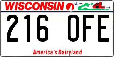WI license plate 216OFE
