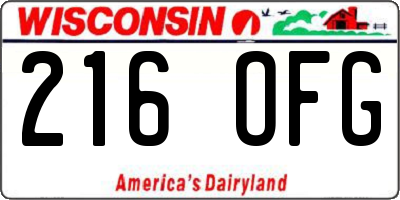 WI license plate 216OFG