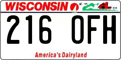 WI license plate 216OFH