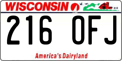 WI license plate 216OFJ