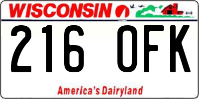 WI license plate 216OFK