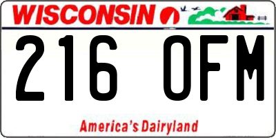 WI license plate 216OFM