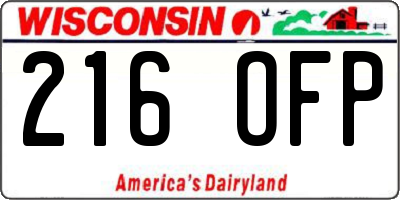 WI license plate 216OFP