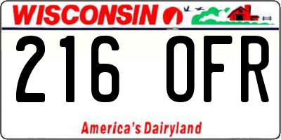 WI license plate 216OFR
