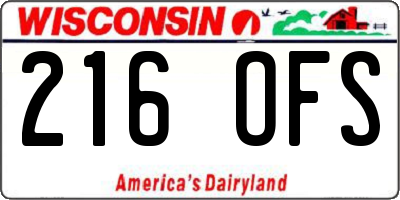 WI license plate 216OFS