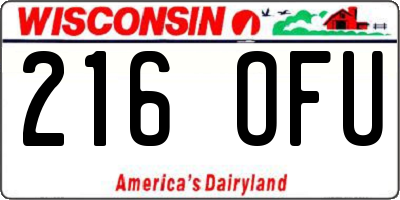 WI license plate 216OFU