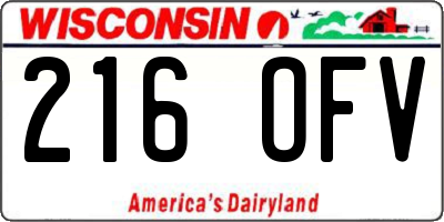WI license plate 216OFV
