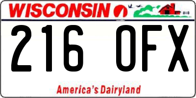 WI license plate 216OFX