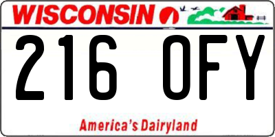 WI license plate 216OFY