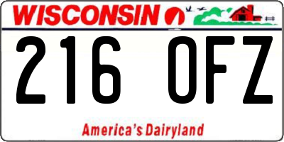 WI license plate 216OFZ