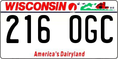 WI license plate 216OGC