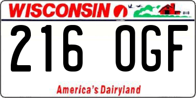 WI license plate 216OGF