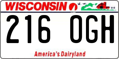 WI license plate 216OGH