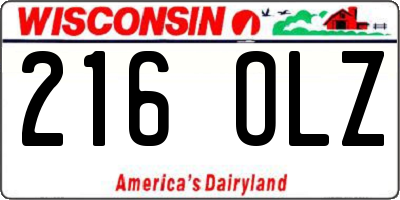 WI license plate 216OLZ
