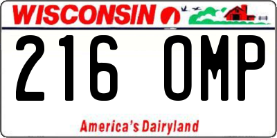 WI license plate 216OMP