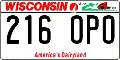 WI license plate 216OPO