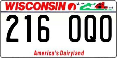 WI license plate 216OQO