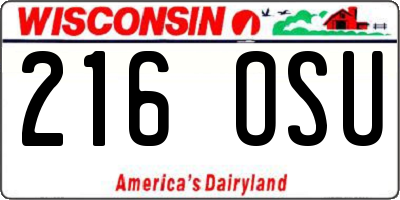 WI license plate 216OSU