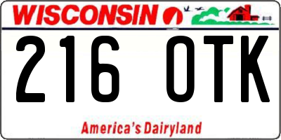 WI license plate 216OTK