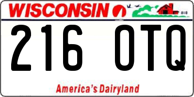 WI license plate 216OTQ