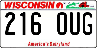 WI license plate 216OUG