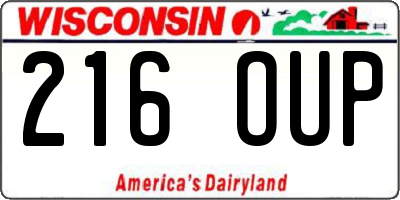 WI license plate 216OUP