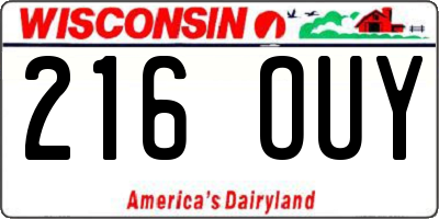 WI license plate 216OUY