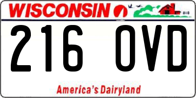 WI license plate 216OVD