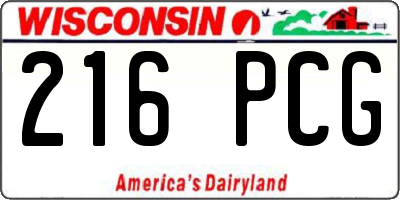 WI license plate 216PCG
